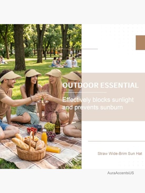 6 Pack Packable Ponytail Straw Sun Hats with UPF 50+ main image 4
